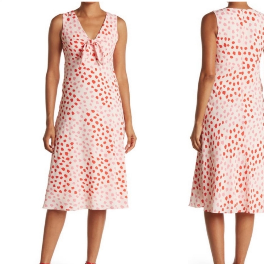 Bcbg generation pink red polka dot like midi dress